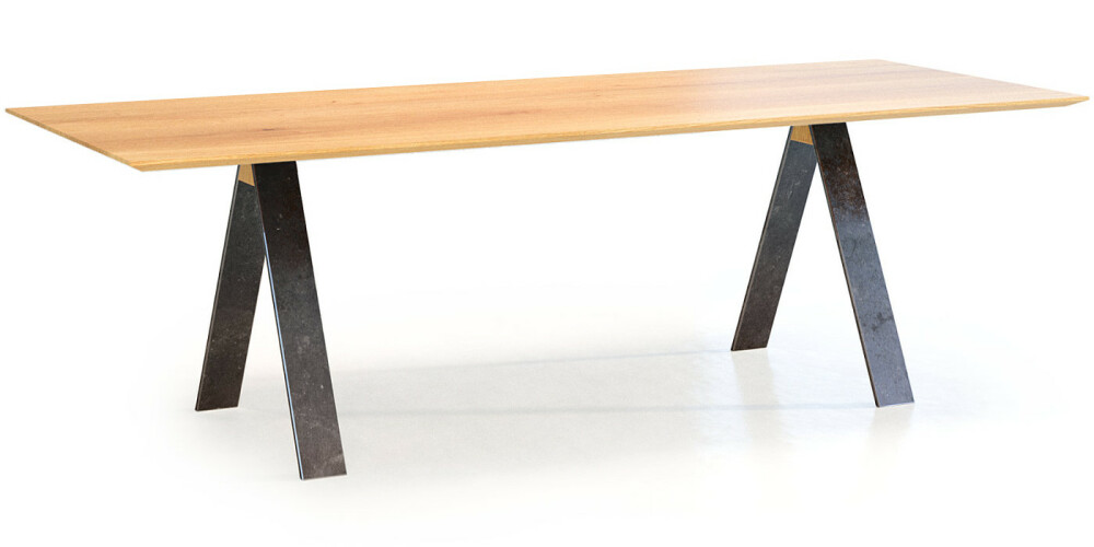 Tisch Massivholz Tischplatte Metall Gestell ISAR