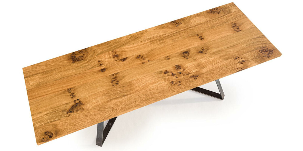 Holztisch aus massiver Eiche Metall Gestell RAFFI