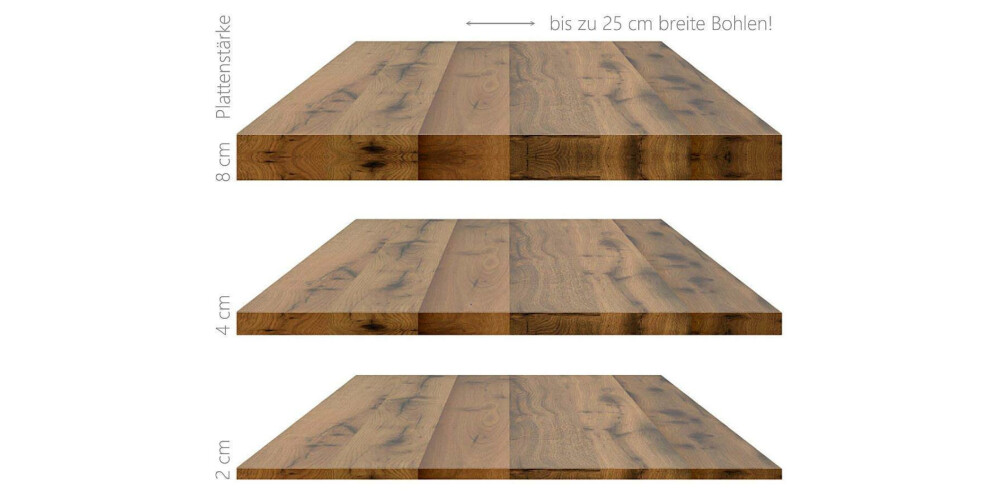 Tischplatte Rechteck Kastenform Eiche Altholz