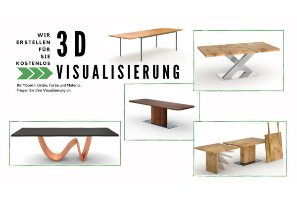 Massivholz Säule Tischgestell diagonal Mittelfuß Metall NICK