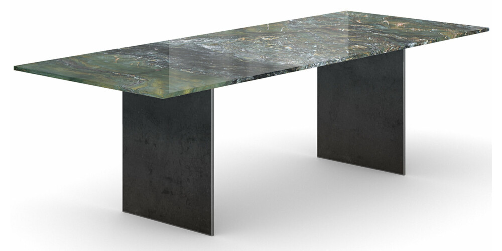 Tisch Granit massiv mit Metall Wangen TORBEN