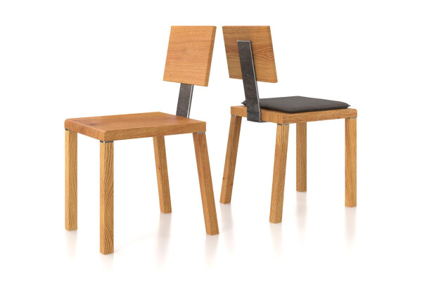 Holzstuhl Loft-Charme Eiche Metall FRITZ