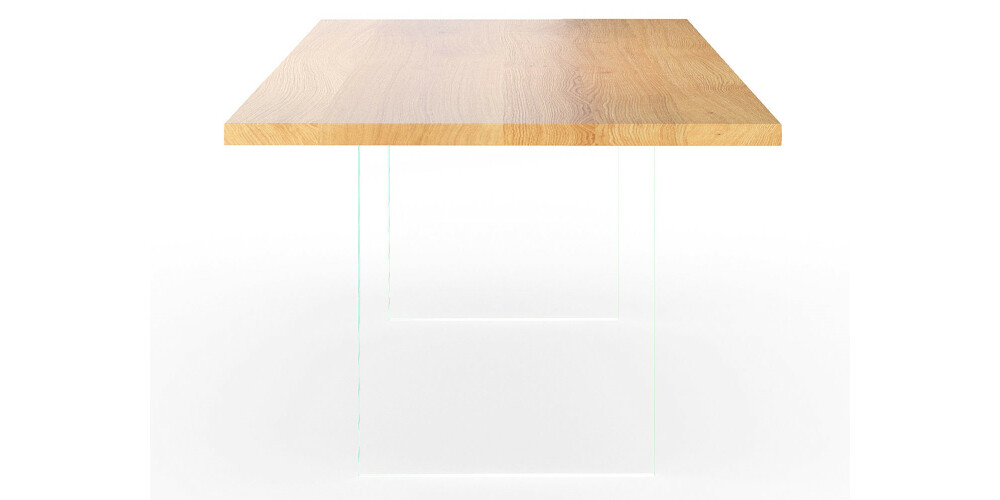 Tisch Eiche massiv mit Glas Gestell Wangen GUIDO