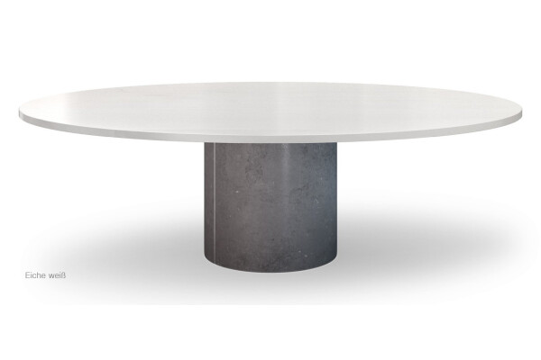 Eiche Tisch massiv rund Metall Säule MAYK