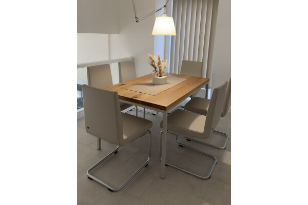 Esstisch Massivholz Eiche Metallgestell KALLE