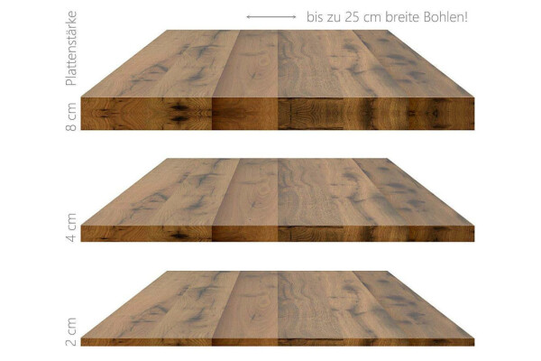 Tischplatte Baumkante aus Recycling Altholz Eiche
