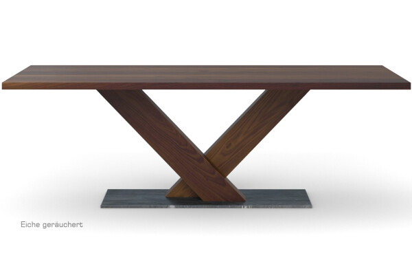 Massivholztisch mit V-Gestell Bodenplatte Metall VELTEN